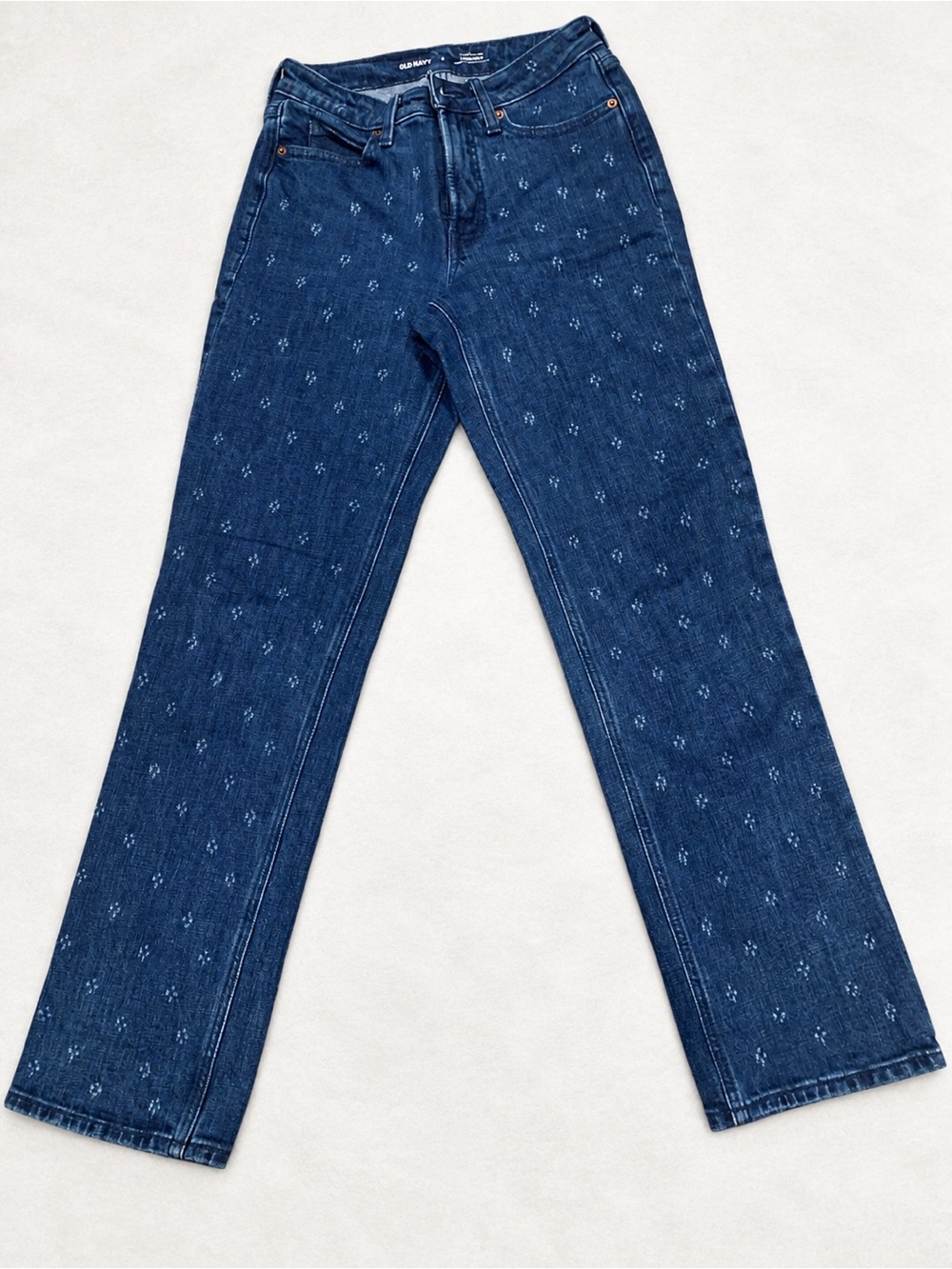 Old Navy Extra High-Rise Straight Jeans Distressed Dark Wash Size 0